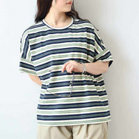 【UVカット】マルチボーダーTシャツ カットソーLL/3L/4L/5L leswelレスウェル