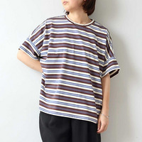 【UVカット】マルチボーダーTシャツ カットソーLL/3L/4L/5L leswelレスウェル