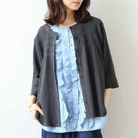 【2WAY/UVカット】シャーリングニットカーディガンLL/3L/4L/5L leswelレスウェル