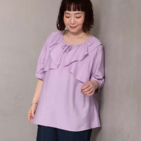 【WEB限定】リネンライクラッフルフリルブラウス