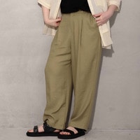 【接触冷感】リネンライク タック テーパードパンツ LL/3L/4L/5L leswelレスウェル