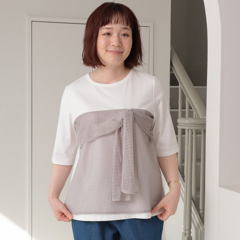 【接触冷感】シルケット天竺 メッシュ ドッキングTシャツ LL/3L/4L/5L leswelレスウェル