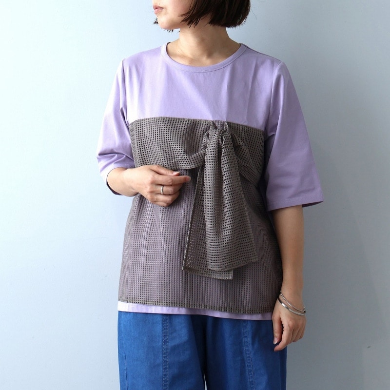 【接触冷感】シルケット天竺 メッシュ ドッキングTシャツ LL/3L/4L/5L leswelレスウェル10