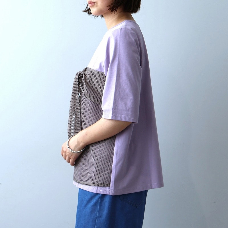 【接触冷感】シルケット天竺 メッシュ ドッキングTシャツ LL/3L/4L/5L leswelレスウェル11