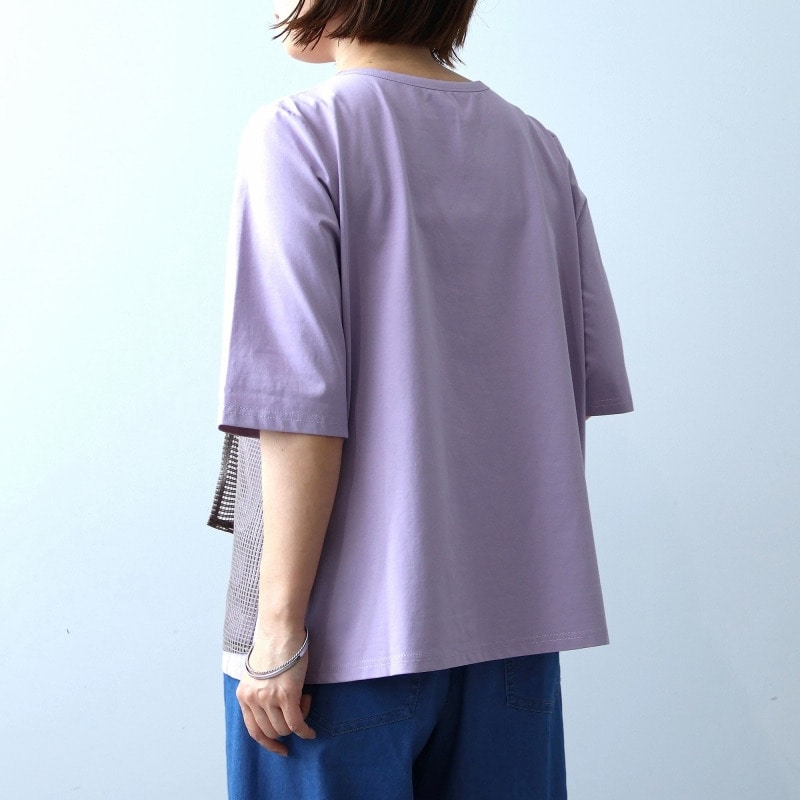 【接触冷感】シルケット天竺 メッシュ ドッキングTシャツ LL/3L/4L/5L leswelレスウェル12