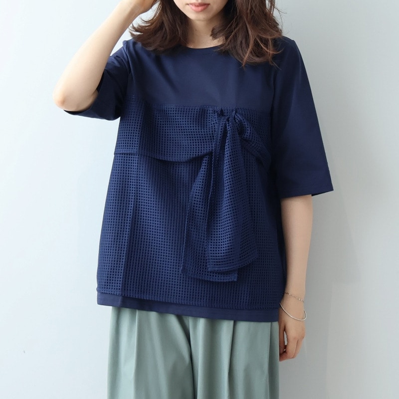 【接触冷感】シルケット天竺 メッシュ ドッキングTシャツ LL/3L/4L/5L leswelレスウェル17