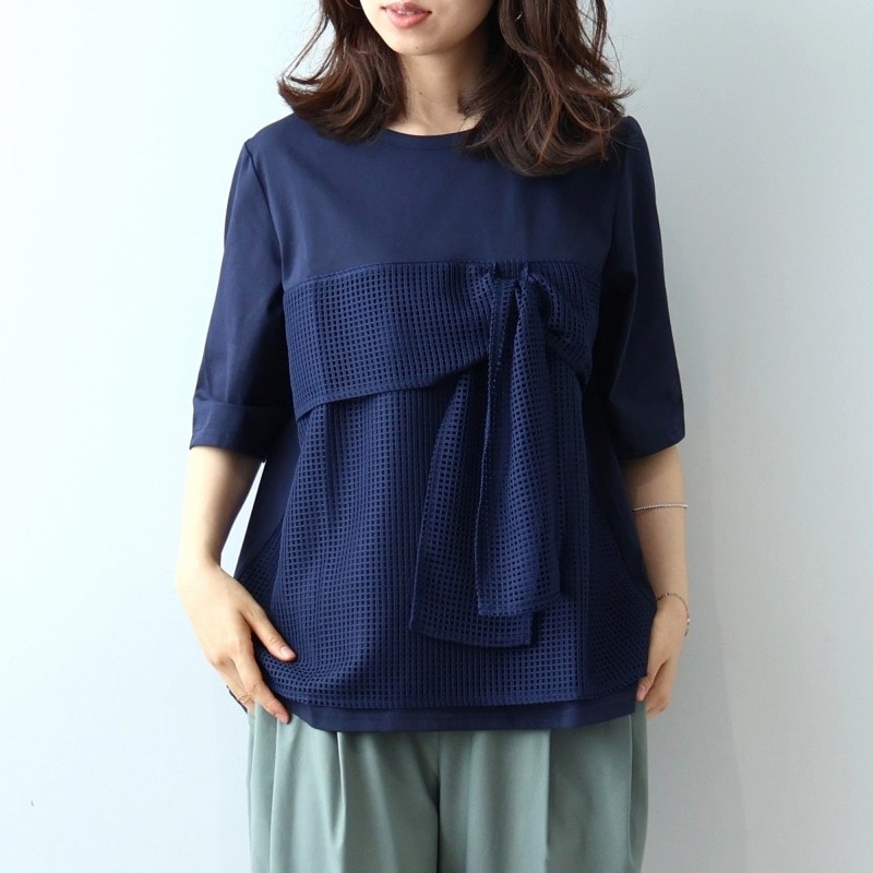 【接触冷感】シルケット天竺 メッシュ ドッキングTシャツ LL/3L/4L/5L leswelレスウェル18