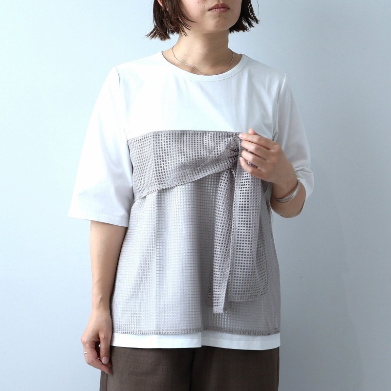【接触冷感】シルケット天竺 メッシュ ドッキングTシャツ LL/3L/4L/5L leswelレスウェル5