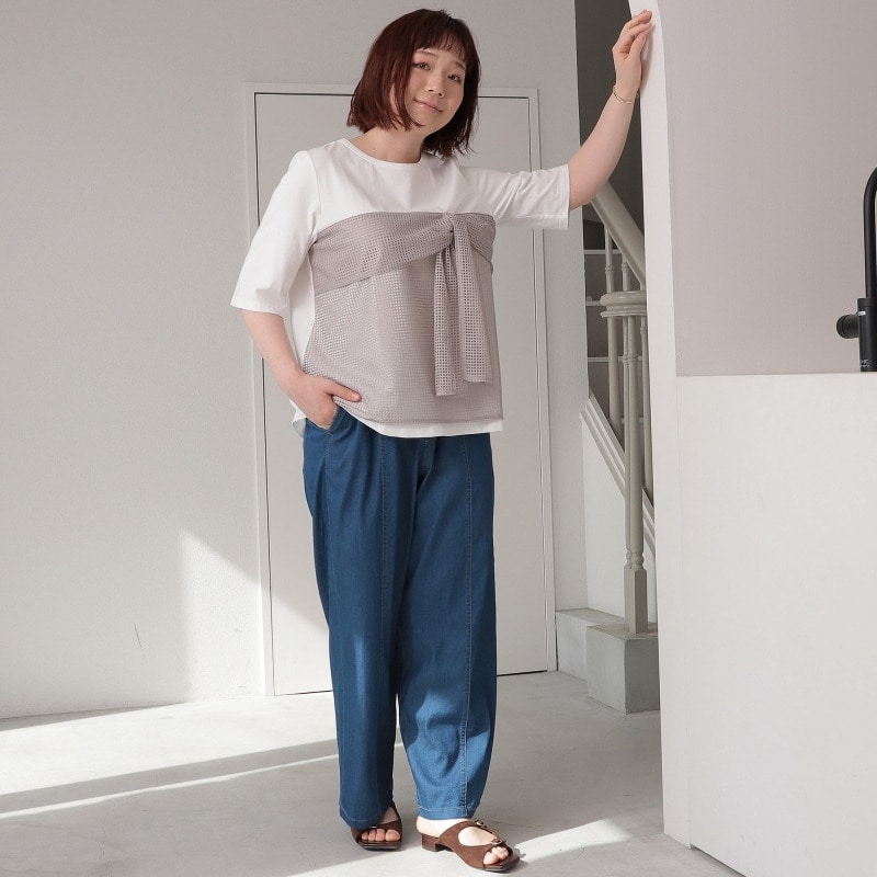 【接触冷感】シルケット天竺 メッシュ ドッキングTシャツ LL/3L/4L/5L leswelレスウェル6