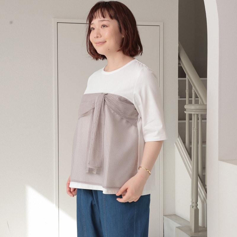 【接触冷感】シルケット天竺 メッシュ ドッキングTシャツ LL/3L/4L/5L leswelレスウェル7
