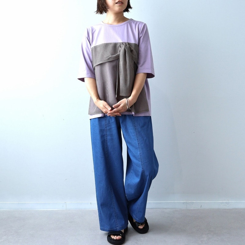 【接触冷感】シルケット天竺 メッシュ ドッキングTシャツ LL/3L/4L/5L leswelレスウェル9
