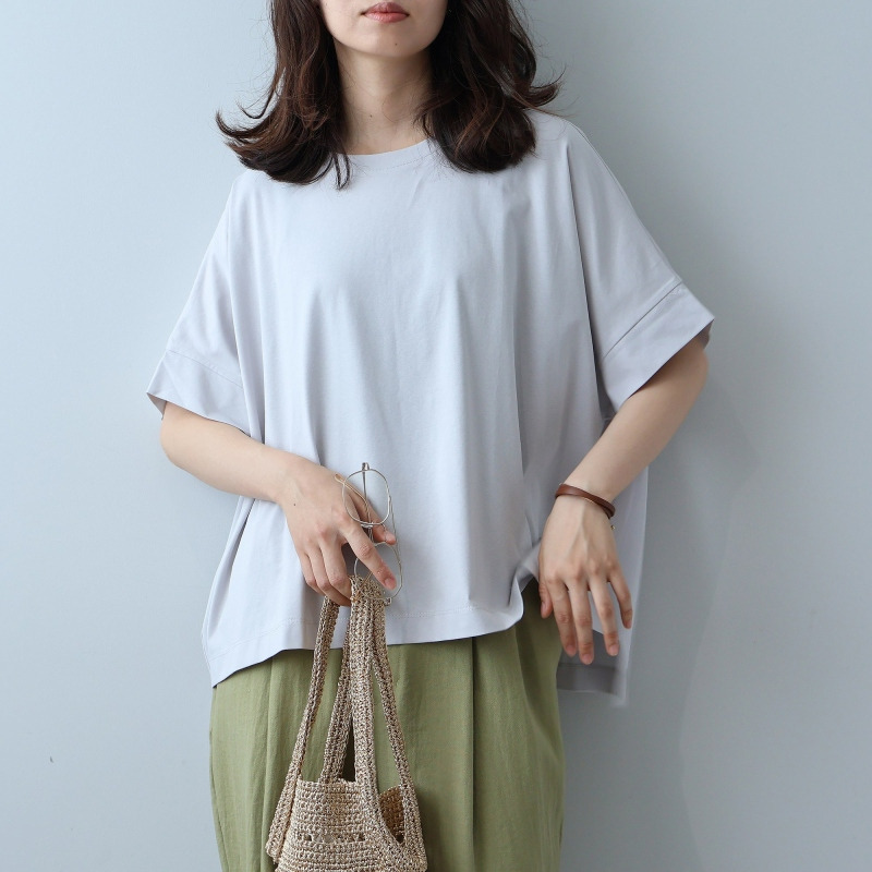 【WEB限定】接触冷感 シルケット天竺 ドルマンスリーブ Tシャツ カットソー LL/3L/4L/5L leswelレスウェル1