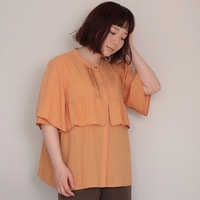 【接触冷感】ワッシャータック フリル ブラウス LL/3L/4L/5L leswelレスウェル