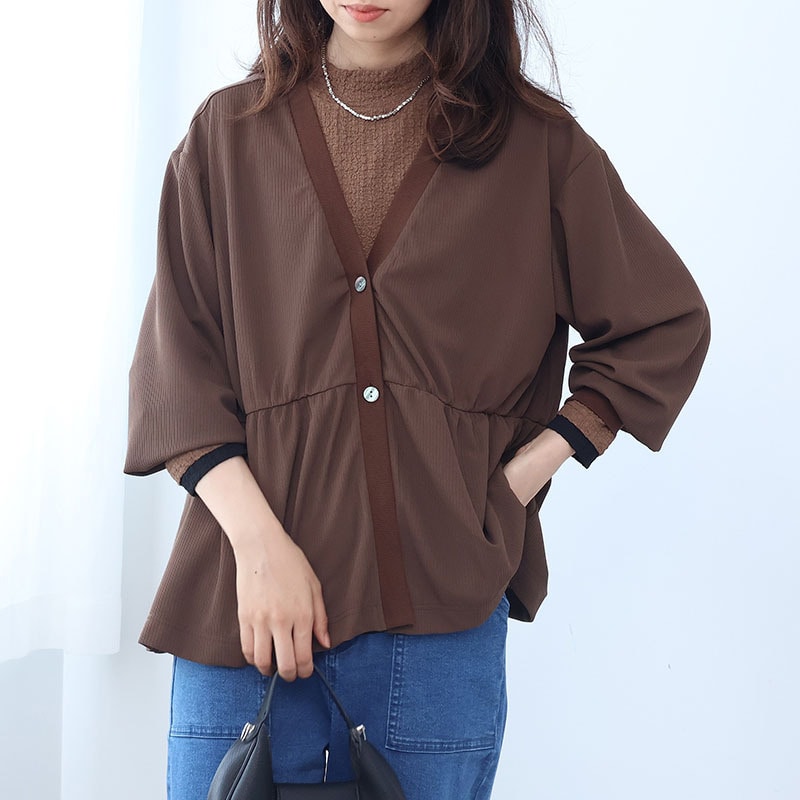 ミニテレコブラウス カーディガンLL/3L/4L/5L leswelレスウェル10