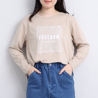 レース付きロゴTシャツ カットソー ロンTLL/3L/4L/5L leswelレスウェル