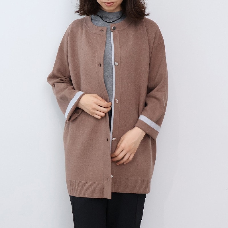【WEB/一部店舗限定】バイカラーニットジャケットLL/3L/4L/5L leswelレスウェル