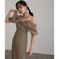 【結婚式・パーティードレス】オフショルダーストレートドレス