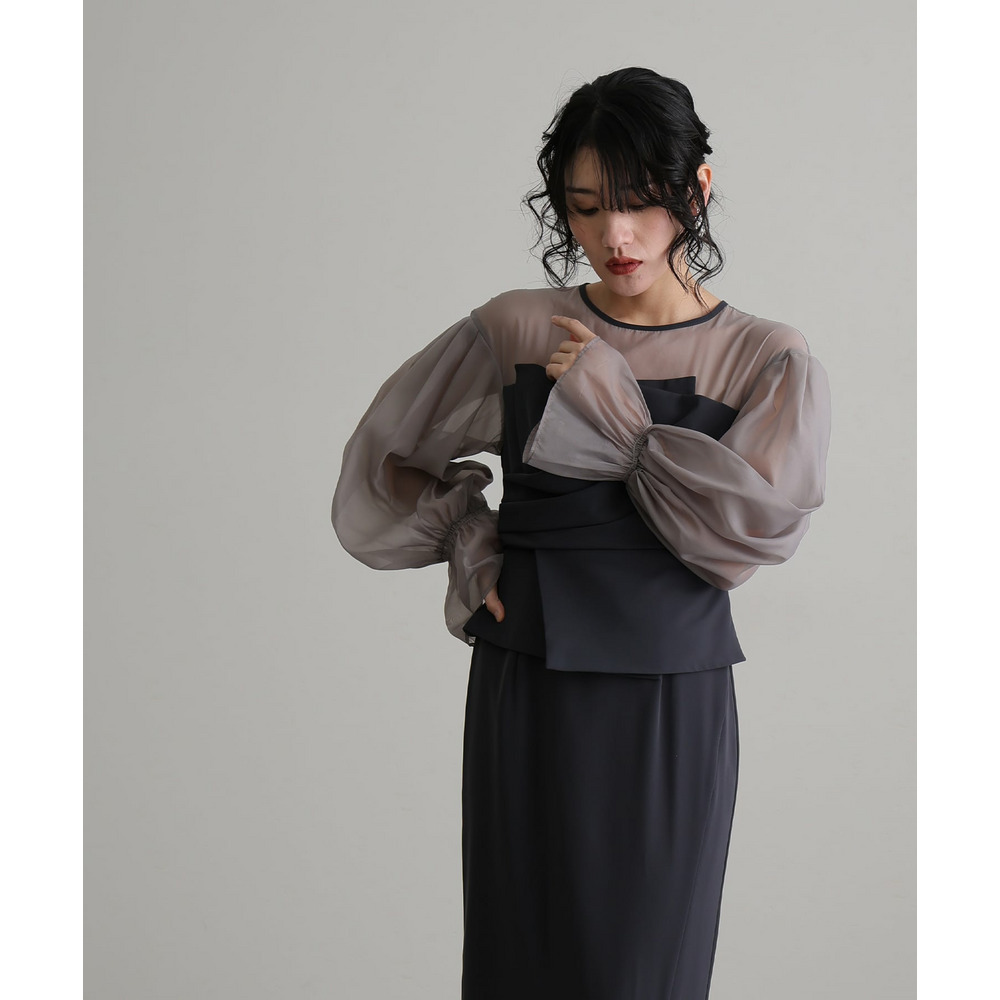 【結婚式・パーティードレス】ドレープビスチェドレス24