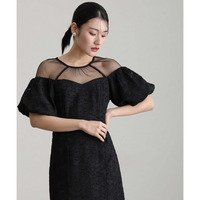 【結婚式・パーティードレス】ジャガードレースオフショルドレス