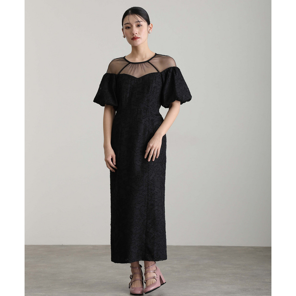 【結婚式・パーティードレス】ジャガードレースオフショルドレス1