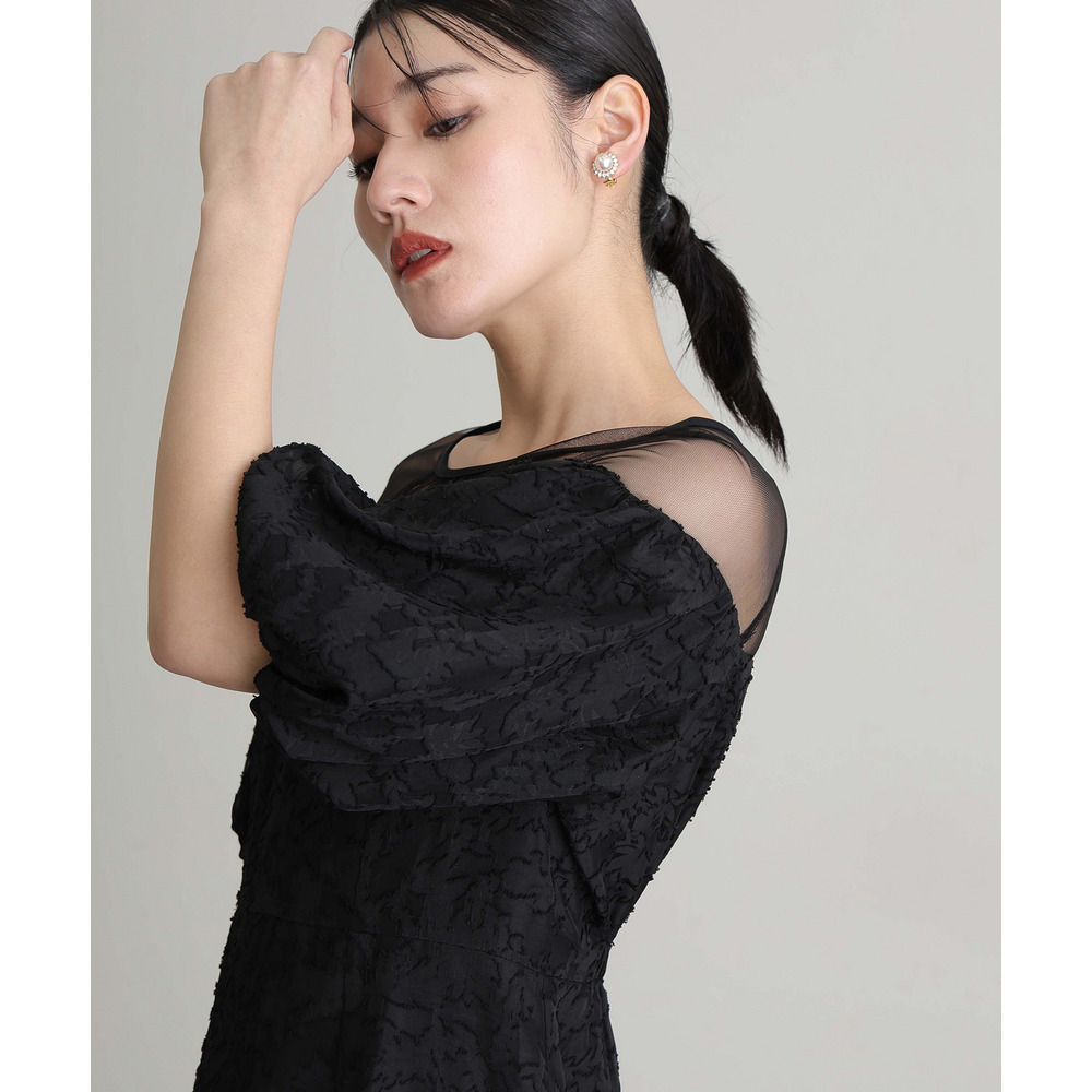 【結婚式・パーティードレス】ジャガードレースオフショルドレス4