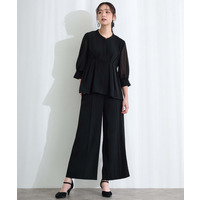 【結婚式・パーティードレス】ペプラム2点セットパンツドレス