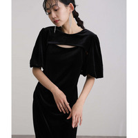 【結婚式・パーティードレス】ボレロ＆ワンピース2点セットベロアドレス