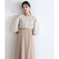 パール付きチュールボレロ×キャミワンピース