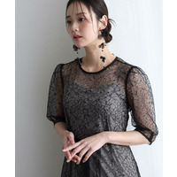 ラメレースバックリボン2点セットドレス