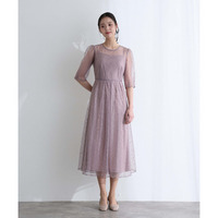 ラメレースバックリボン2点セットドレス