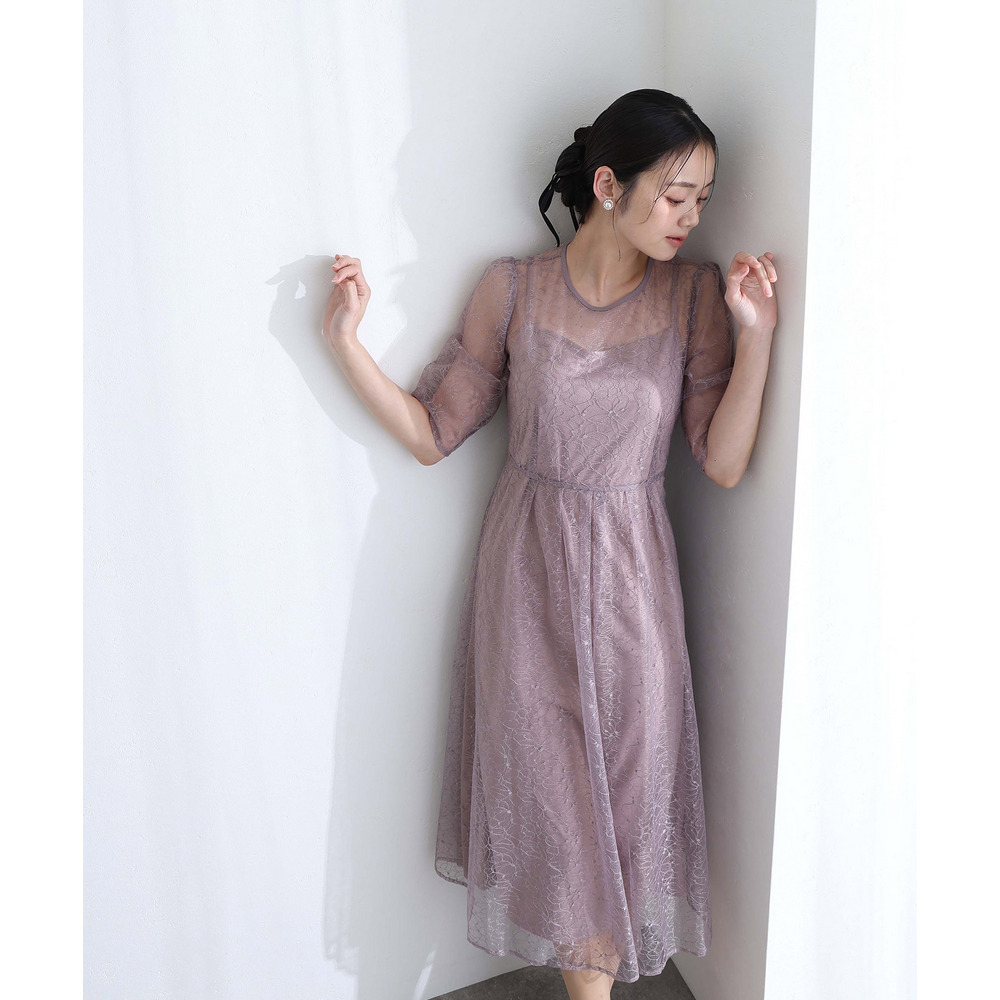 ラメレースバックリボン2点セットドレス11