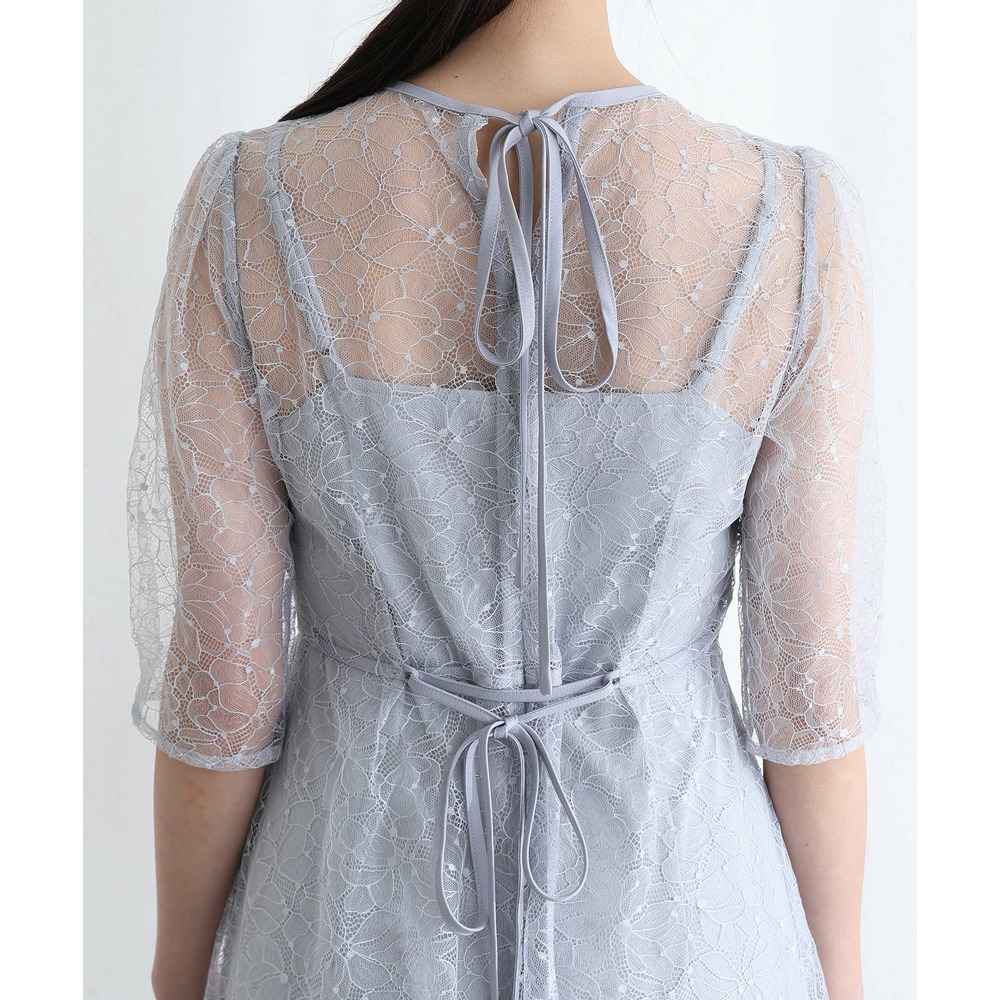 ラメレースバックリボン2点セットドレス15