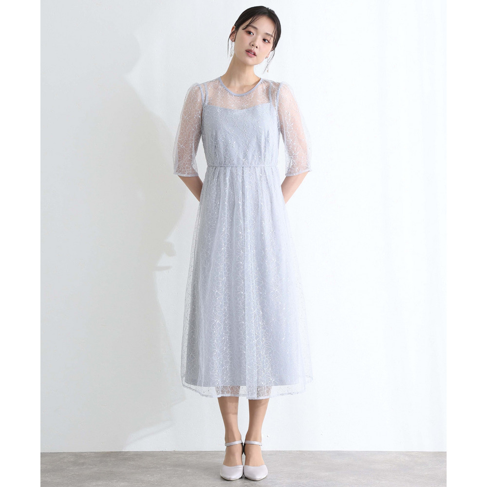 ラメレースバックリボン2点セットドレス5