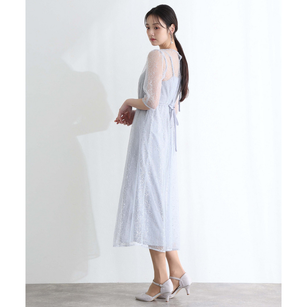 ラメレースバックリボン2点セットドレス6