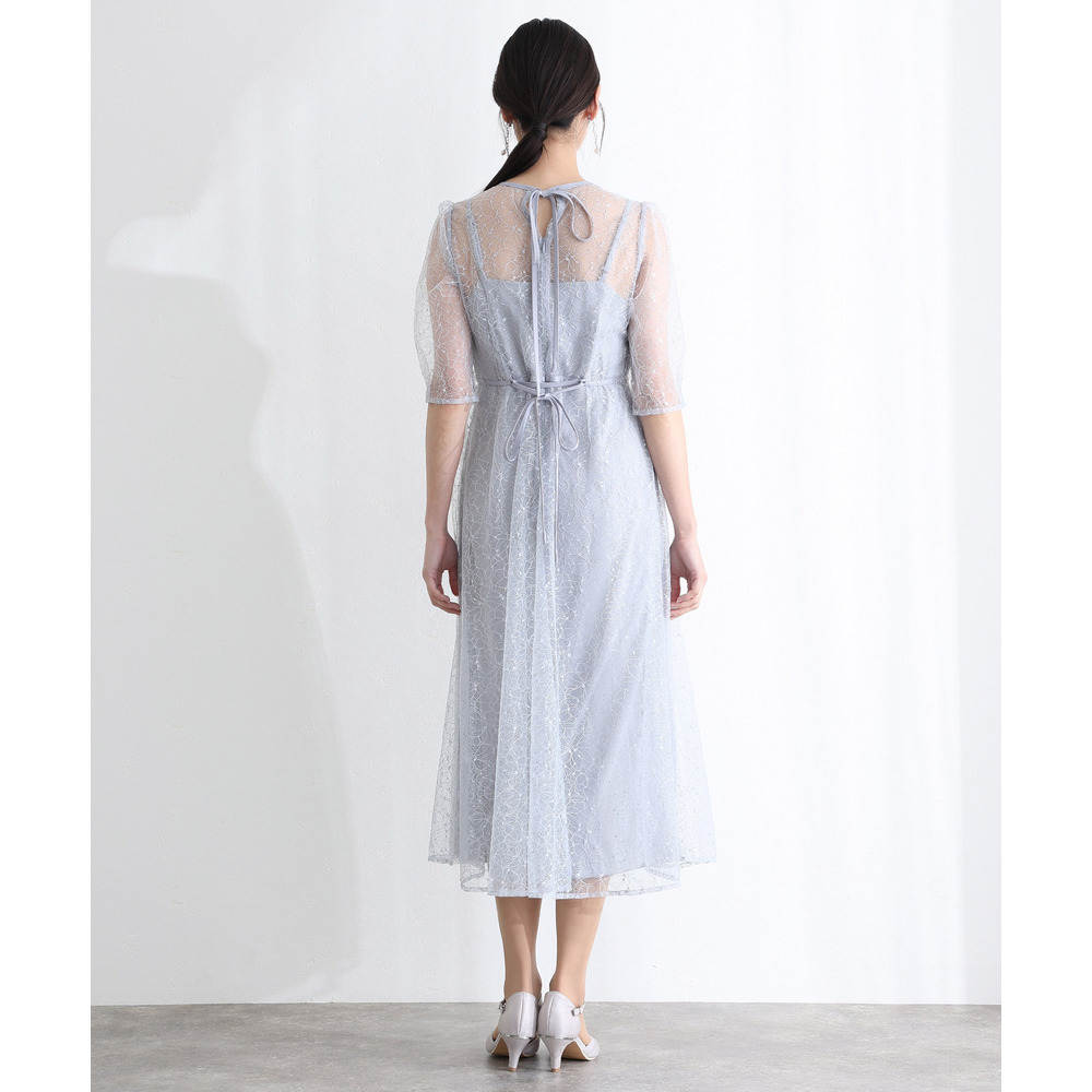 ラメレースバックリボン2点セットドレス7