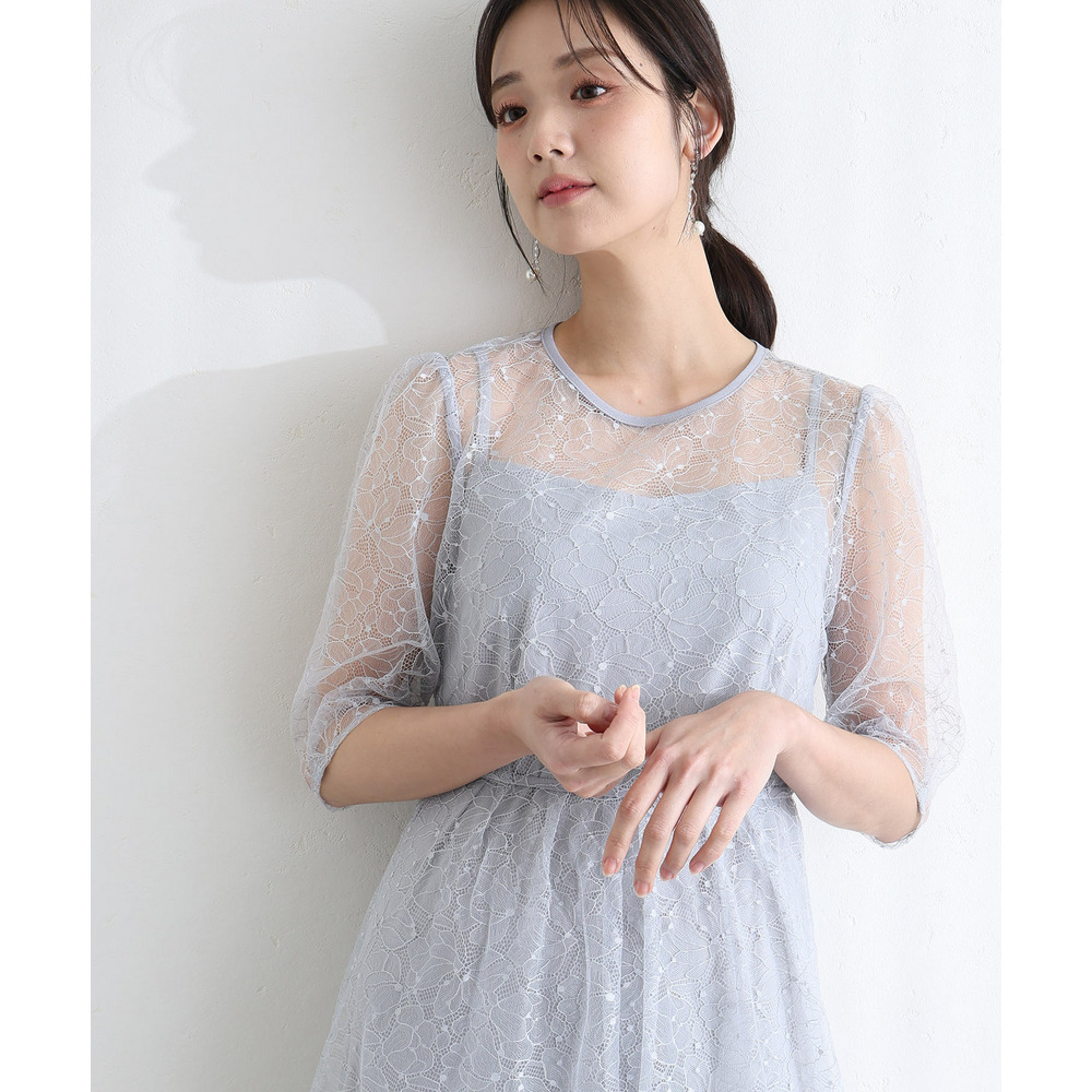 ラメレースバックリボン2点セットドレス8