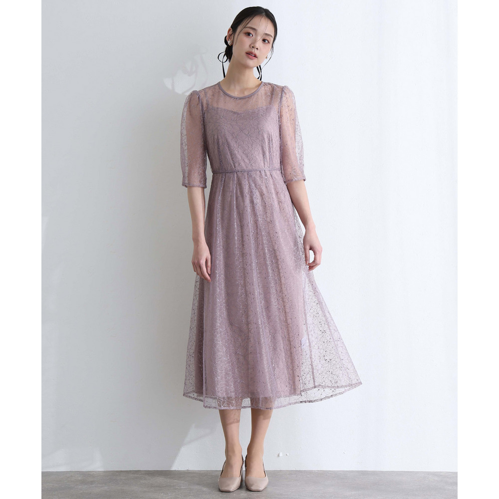 ラメレースバックリボン2点セットドレス9