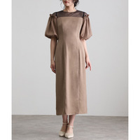 ヴィンテージ風サテンIラインドレス