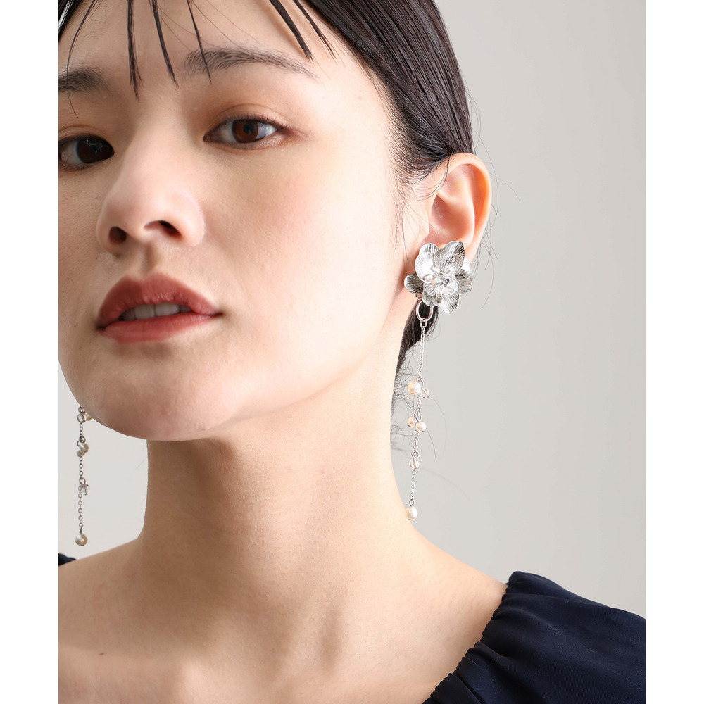 メタルビーズフラワー2WAYイヤリング4