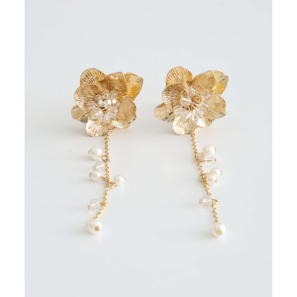 メタルビーズフラワー2WAYイヤリング1