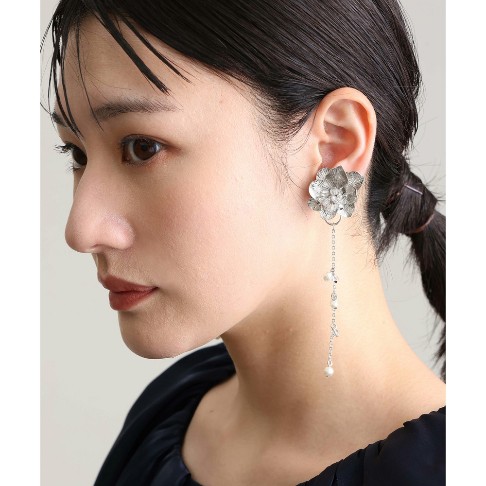 メタルビーズフラワー2WAYイヤリング1