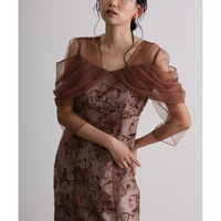 オフショルダースパンコール刺繍レースドレス