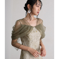 オフショルダースパンコール刺繍レースドレス