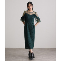 オフショル風総レースドレス