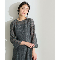 総レースベルスリーブフレアドレス