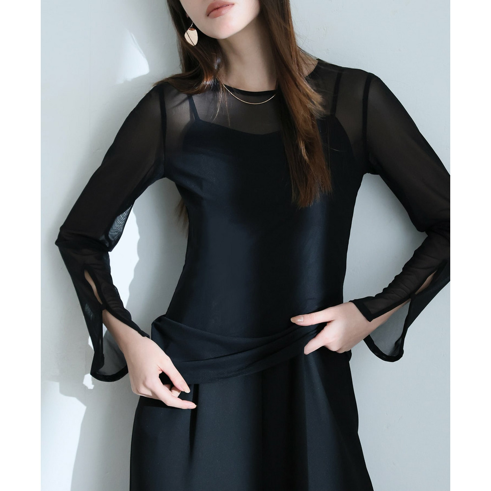 袖スリットシアートップス4