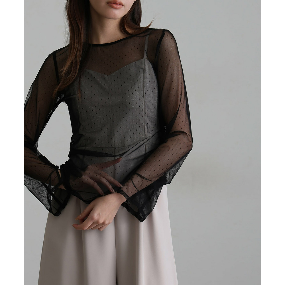 袖スリットシアートップス5