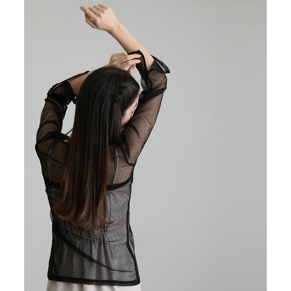 袖スリットシアートップス6