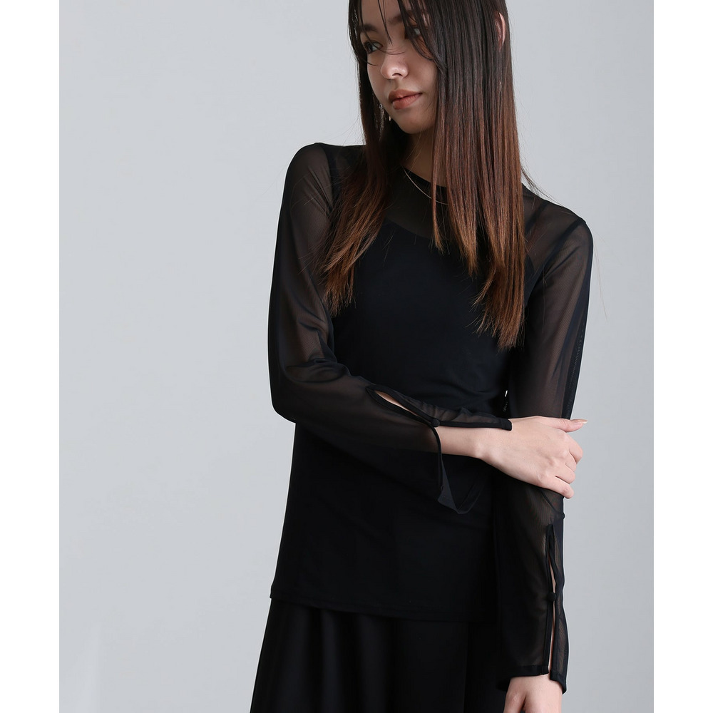 袖スリットシアートップス1