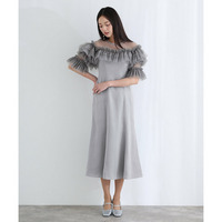 ヴィンテージ風サテンフレアドレス　